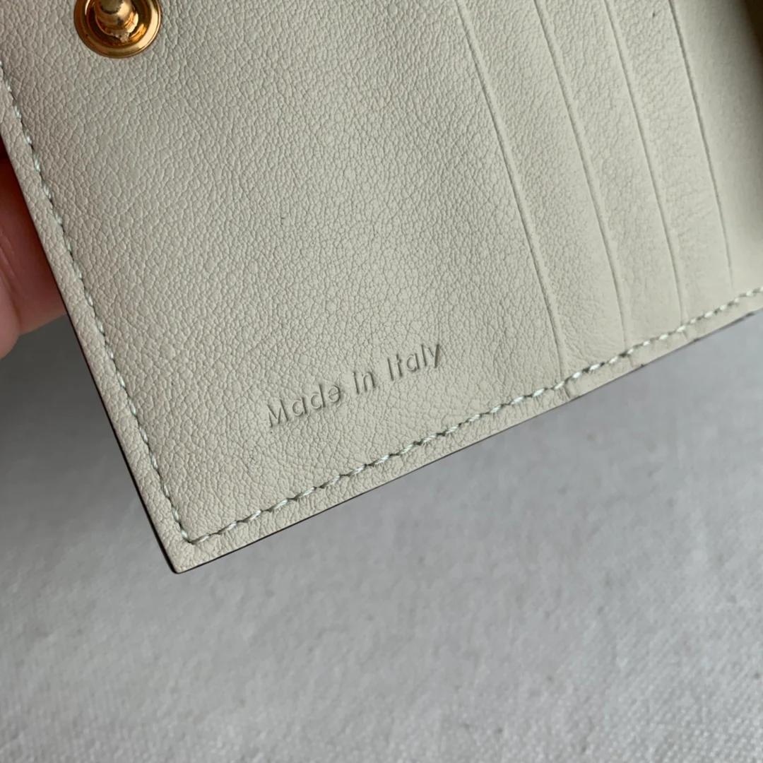 Celine - Короткий кошелек - Бежевый с светло-зелеными элементами