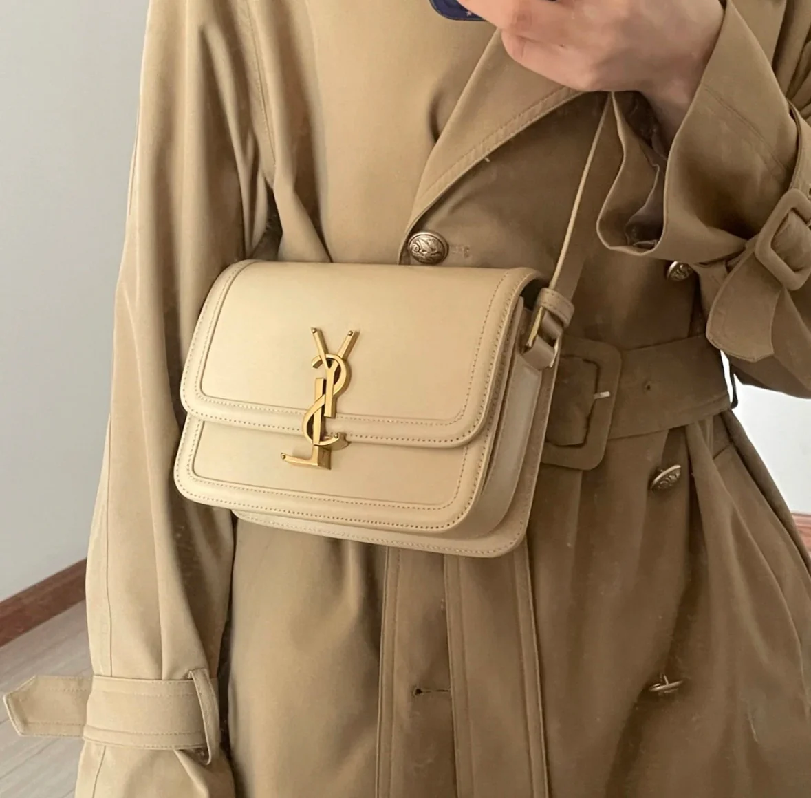 YSL Box Saint Laurent Tofu Bun Medium Apricot