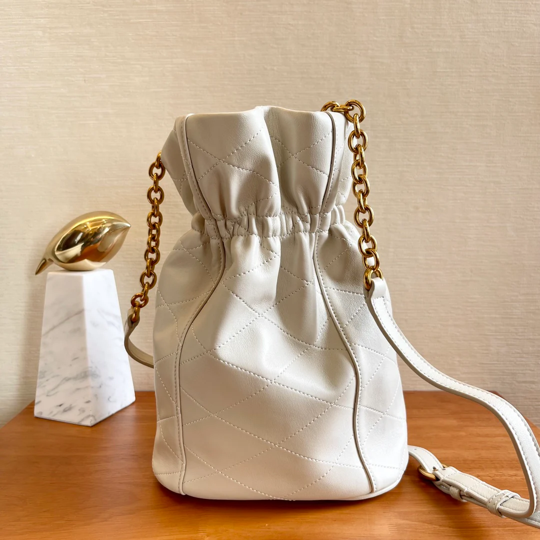 Сумка-ведро YSL с крючком - белая