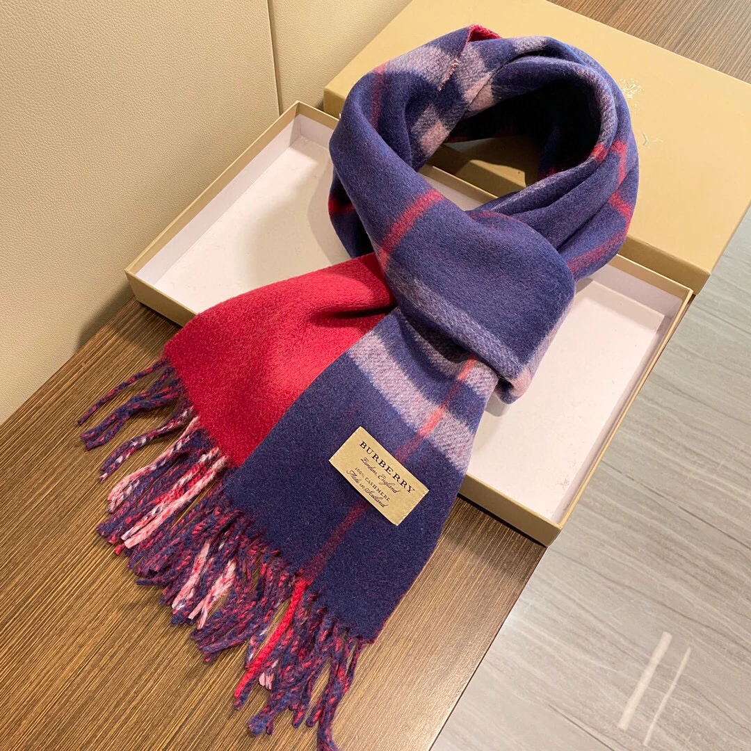 Классический клетчатый шарф Burberry - 32 см - синий