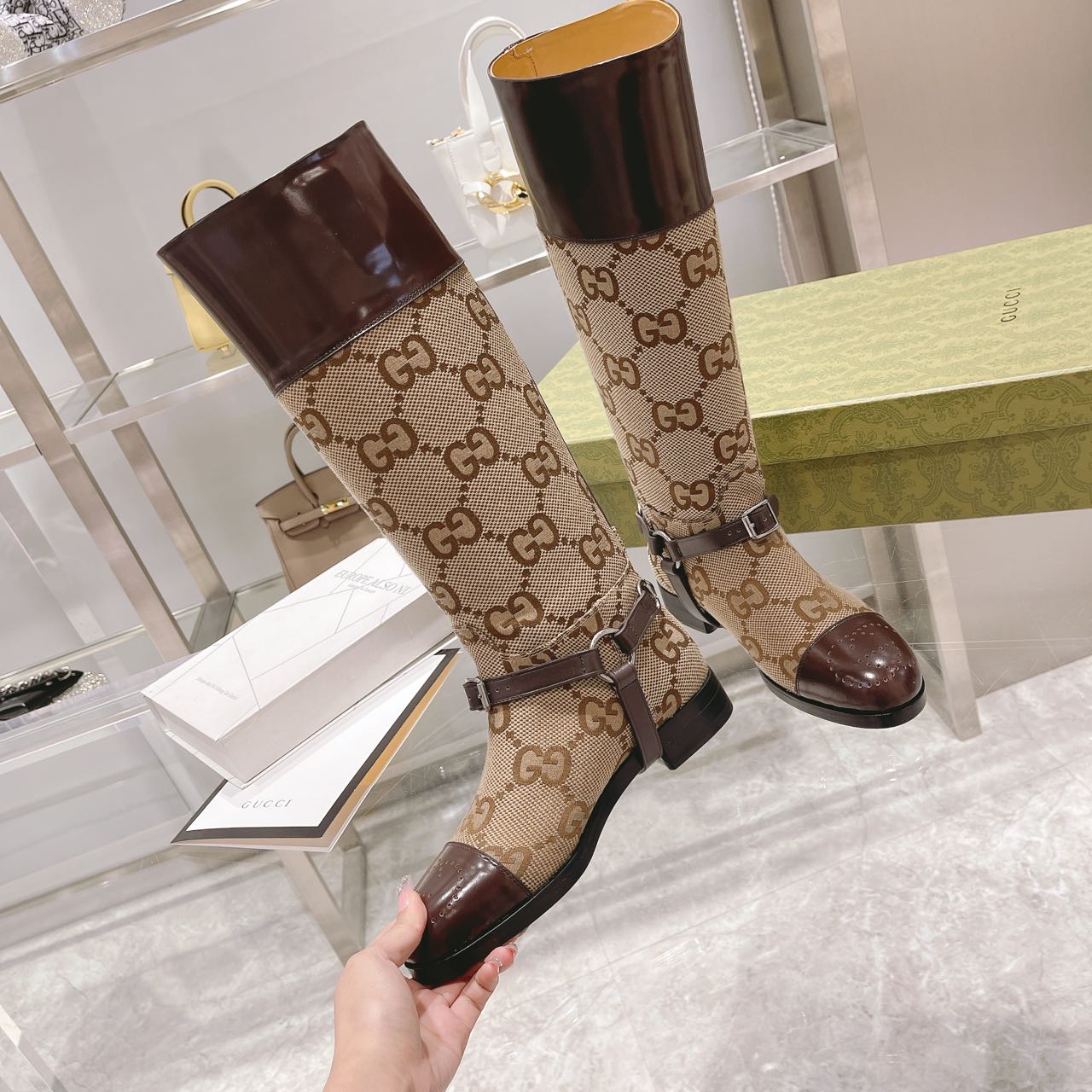 Gucci - 2022 - Уличная пряжка - Винтажные высокие сапоги - Сапоги для верховой езды - 3