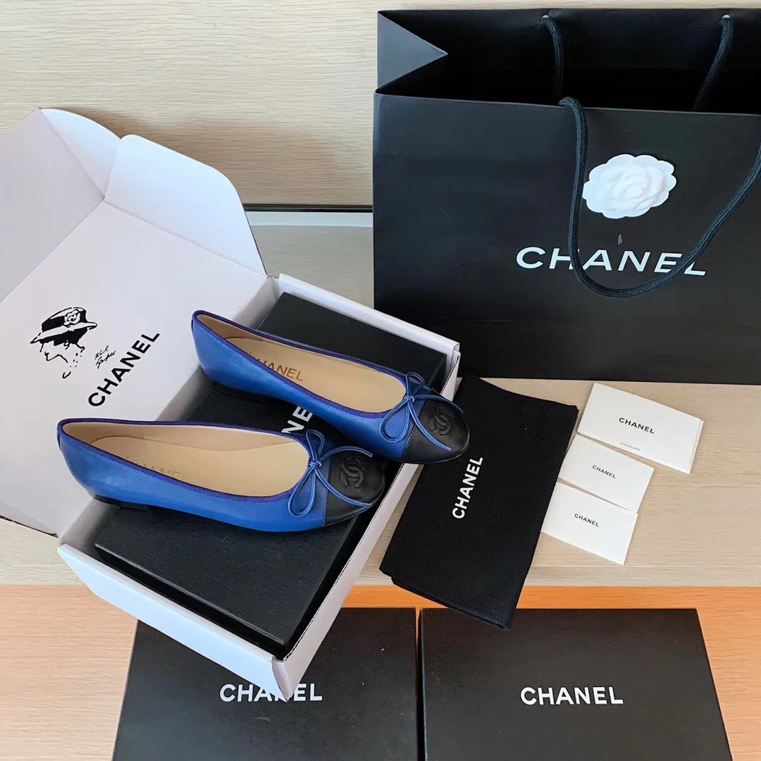 Классические балетки Chanel - темно-синие