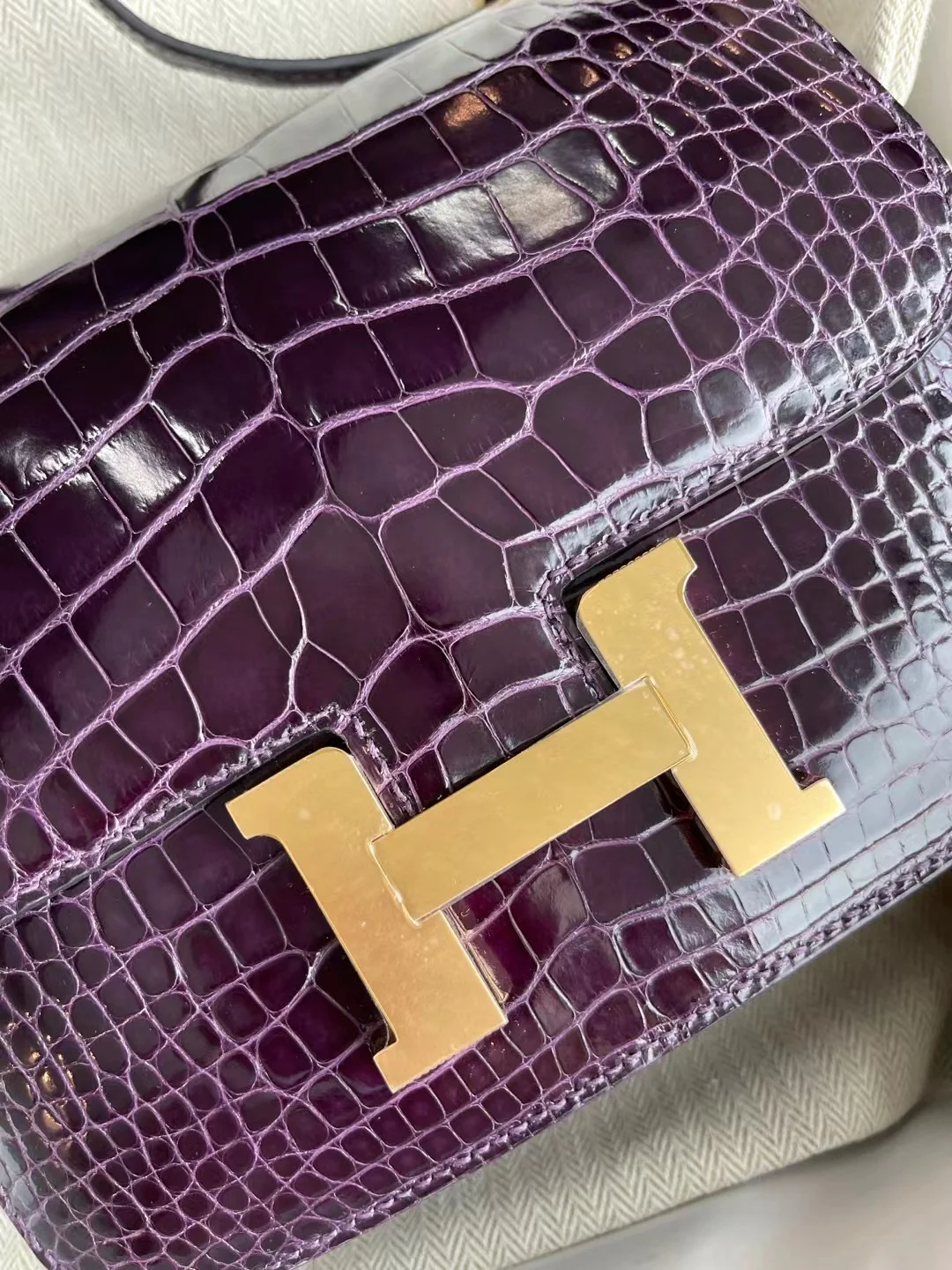 Hermes Constance 19 Premium Purple N5 Plus Фиолетовая золотая пряжка