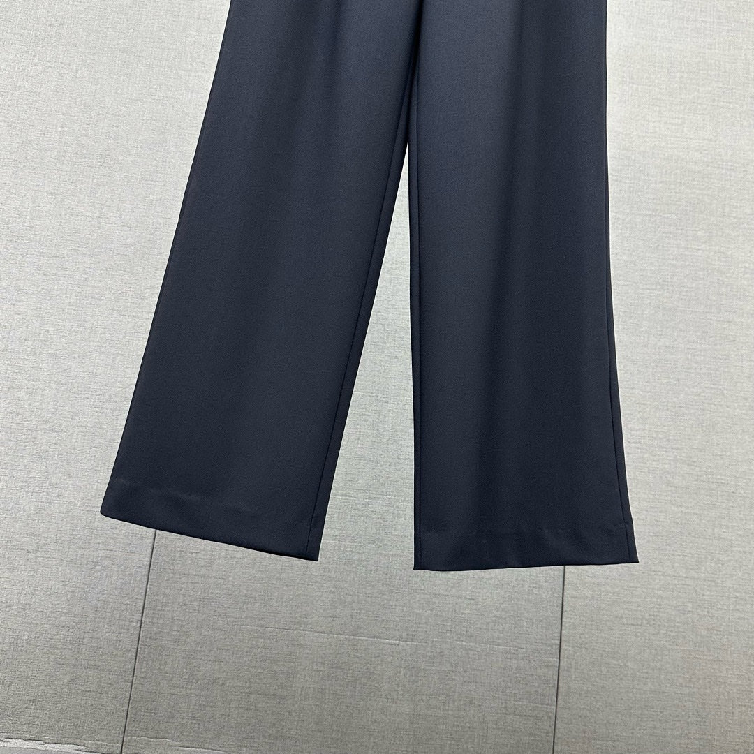 Miu Miu - 2404 - Широкие брюки с жаккардовым узором в виде букв - Черные