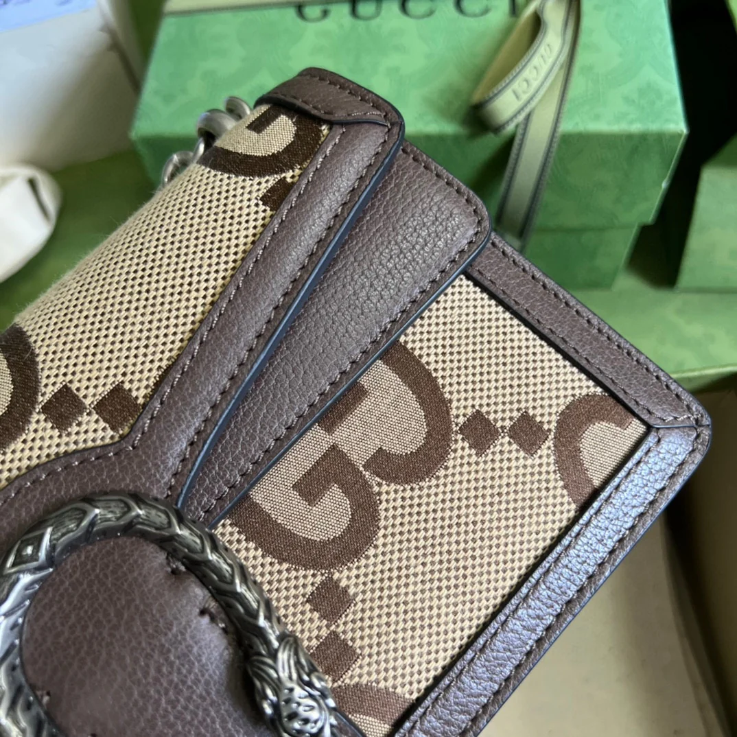 Сумка Gucci Dionysus через плечо - 25x13 см - 5x7 см - Коричневая канва