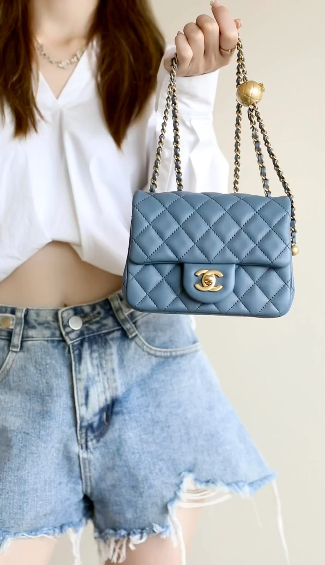 Chanel - CF Golden Ball Square Fat Man - Denim Blue