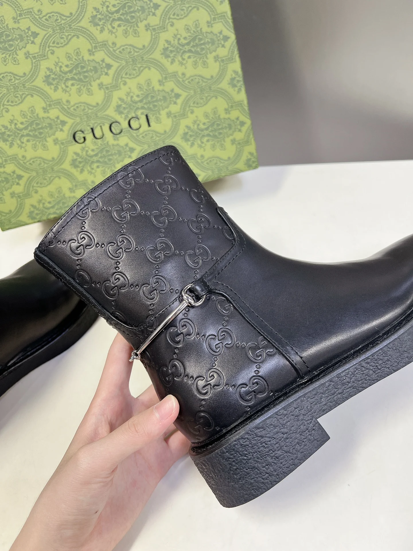 Кожаные сапоги для верховой езды Gucci 2024 - черные