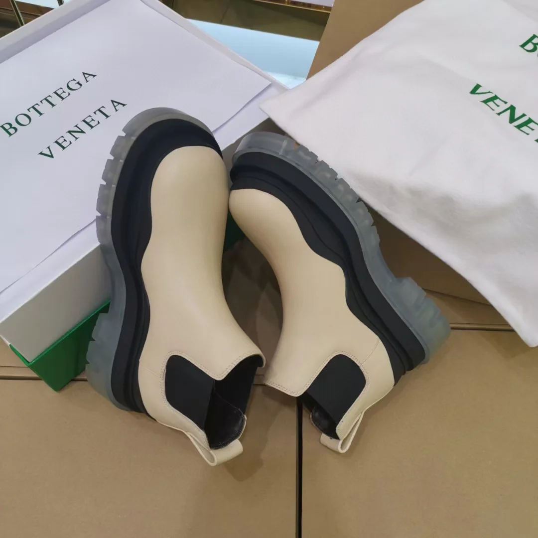 BV - Прозрачная подошва - Платформа - Белые ботинки - Высокие ботинки