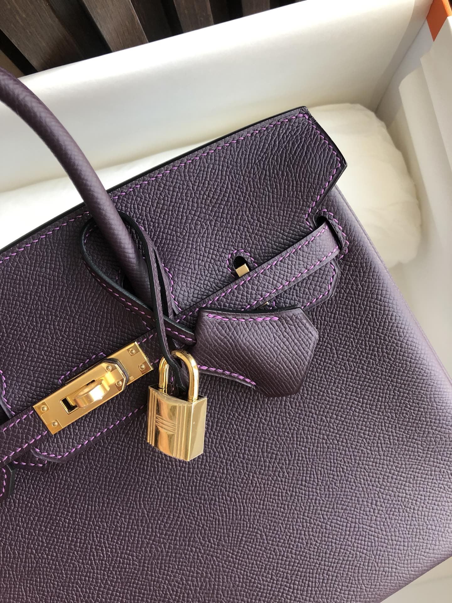 Пряжка Hermes Kelly 25 Epsom Grape Purple Gold