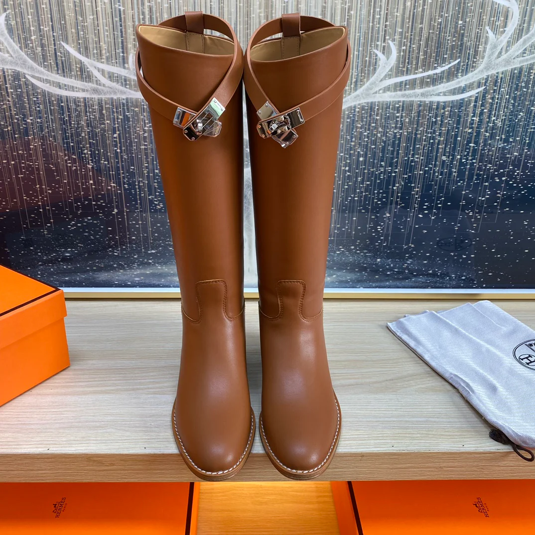 Длинные сапоги Hermes 2024 - коричневые