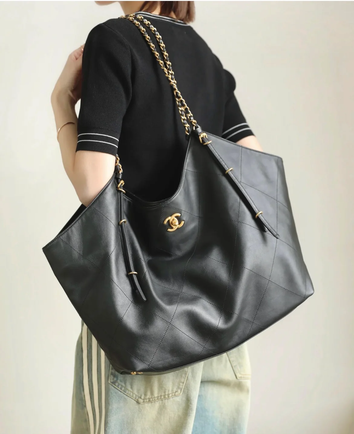 Большая сумка-шоппер 25s - черная