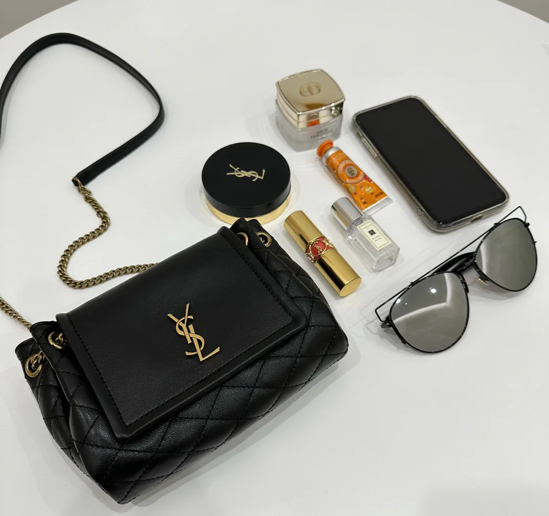 Мини-юбка YSL Nolita из овечьей кожи, черная