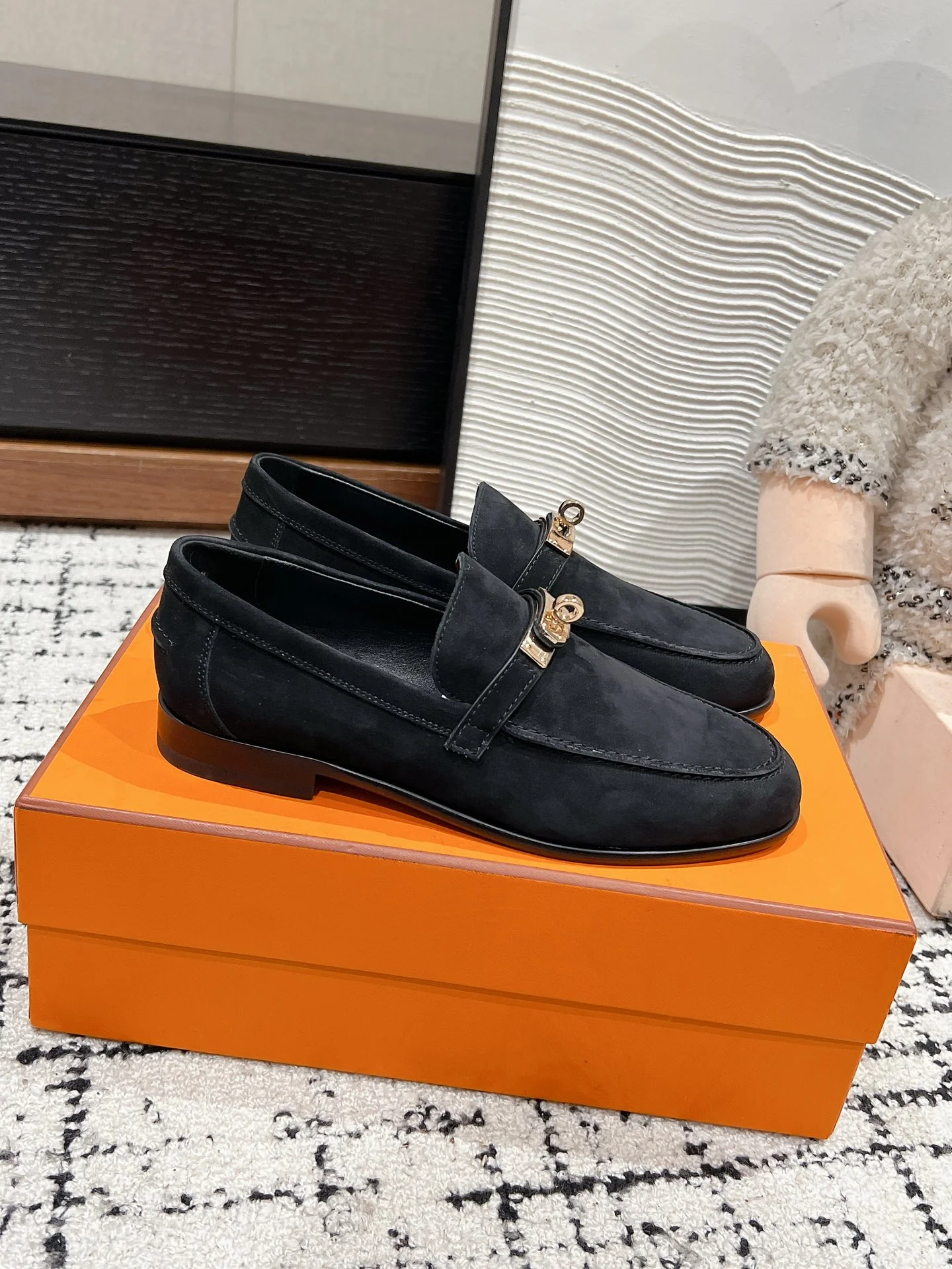 Лоферы Hermes Kelly Buckle 2024 — черные