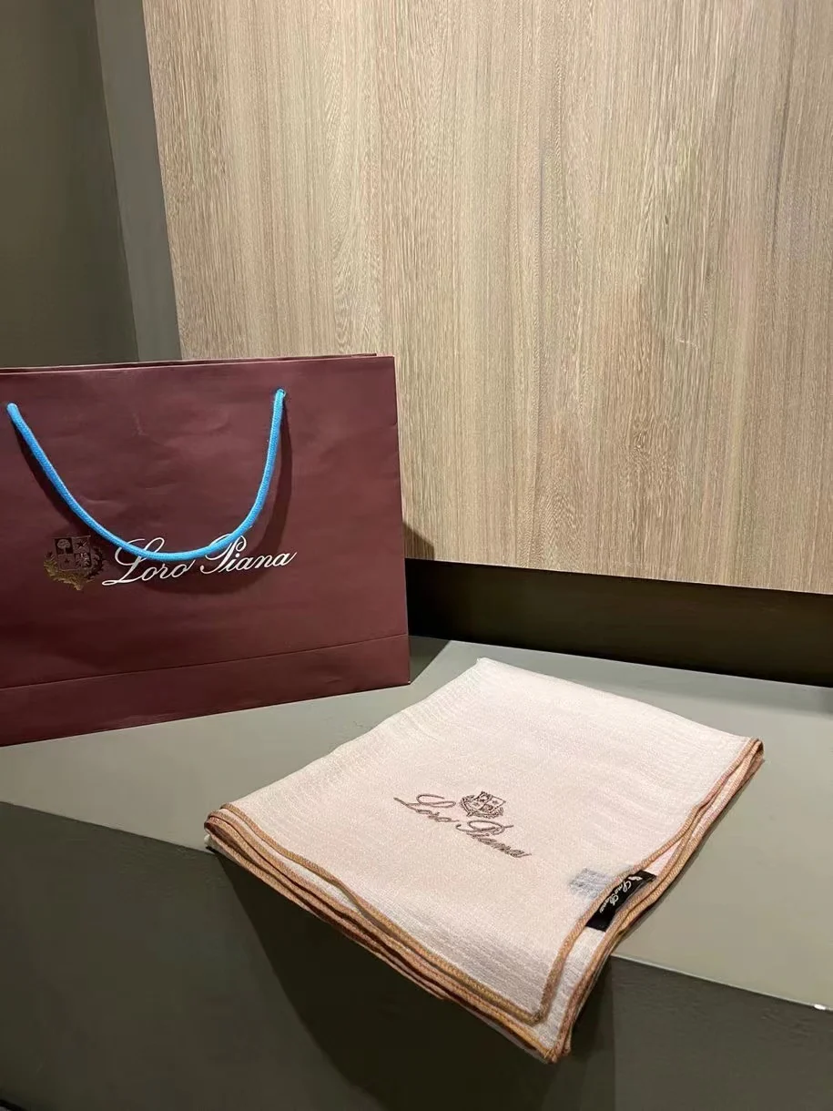 Loro Piana - Вафельный вязаный шарф из вышитой шерсти - 100 см - Кашемир - 90 см - 200 см - 1