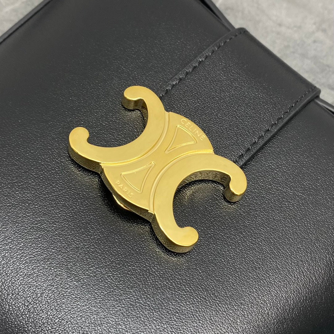 Миниатюрная кожаная сумка-ведро Celine Triomphe - черная