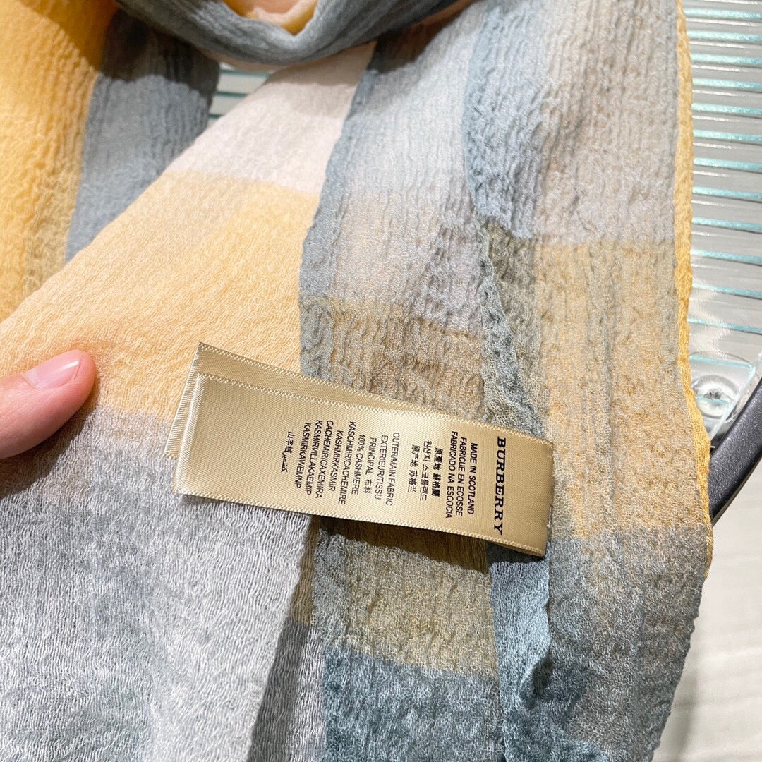 Кашемировый шарф Burberry - 90-200 см - желтый