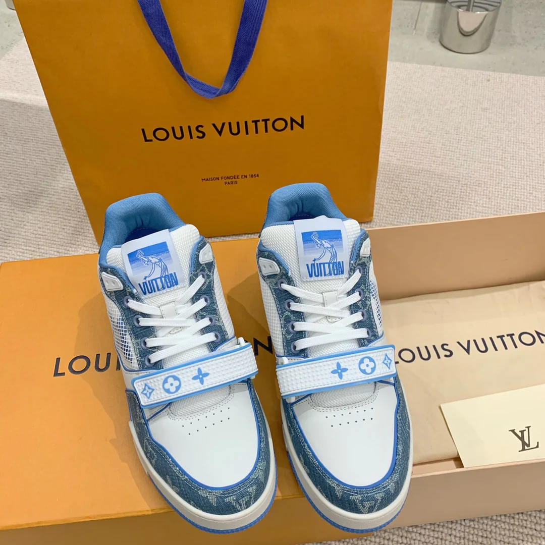 Кроссовки LV Trainer Series - Джинсовые на липучках - Спортивная обувь - Унисекс - Синие