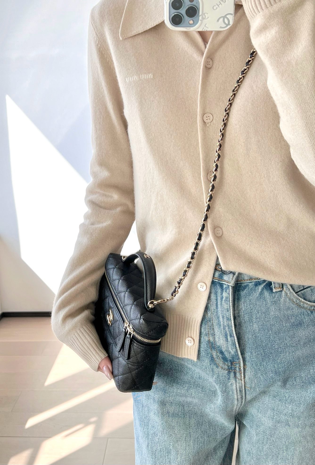 Длинный клатч-коробочка Chanel 25c-LP - черный