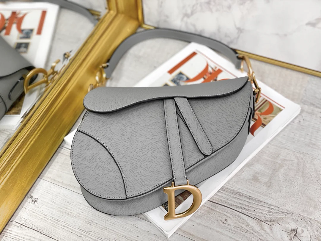 Сумка Dior Saddle Bag - с принтом в виде пальмовых листьев - большая, серо-каменная - 25 см