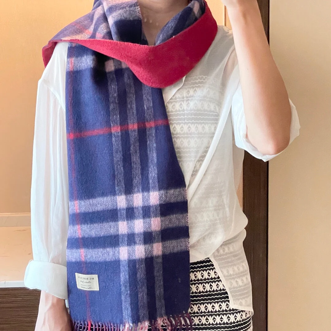 Классический клетчатый шарф Burberry - 32 см - синий