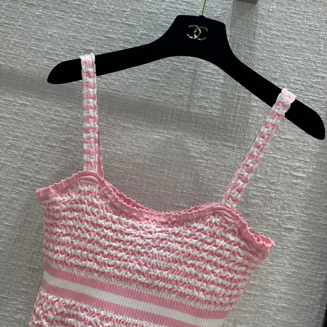 Вязаная майка в полоску Chanel 2403