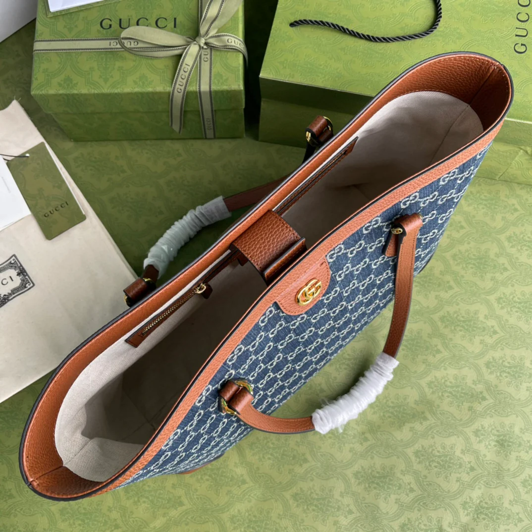 Gucci-丹宁系列托特包-牛仔帆布