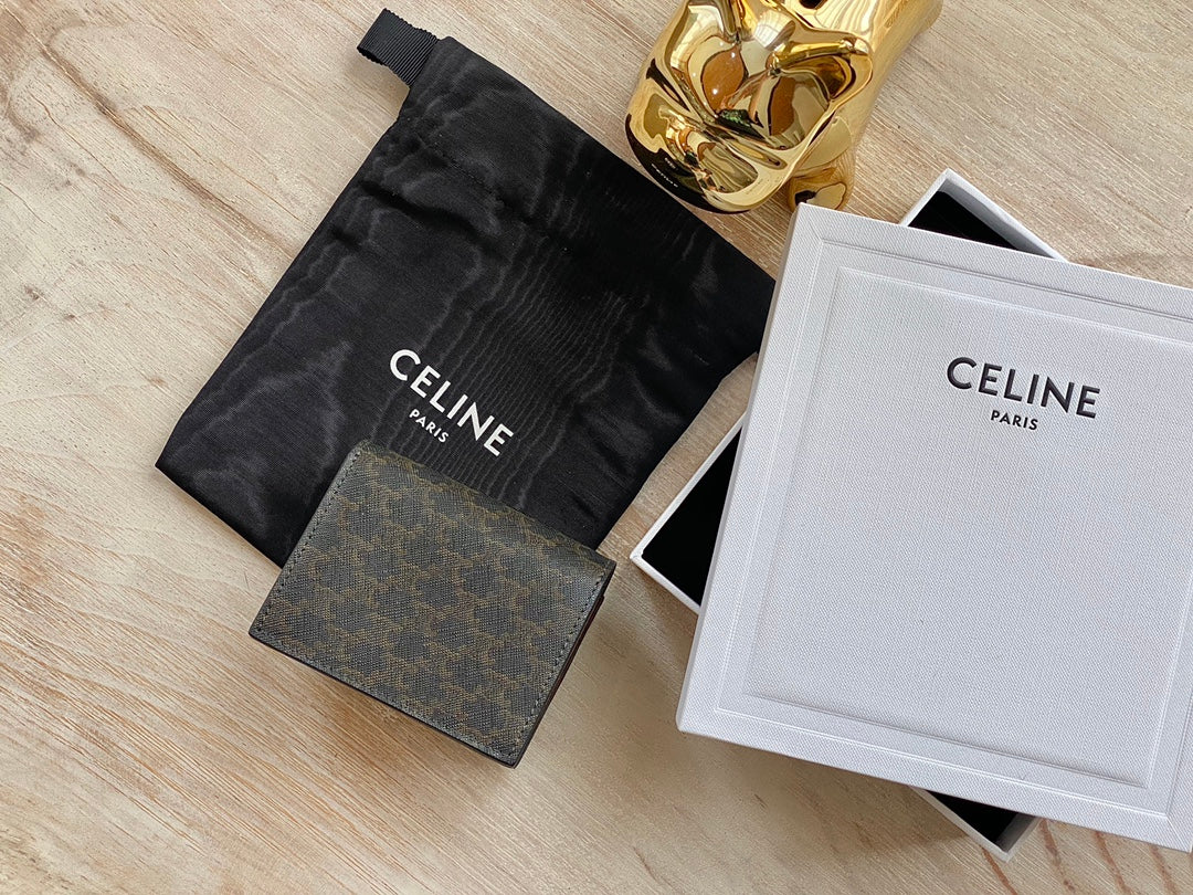 热销款 Celine TRIOMPHE人造革和羊皮革名片夹／卡包