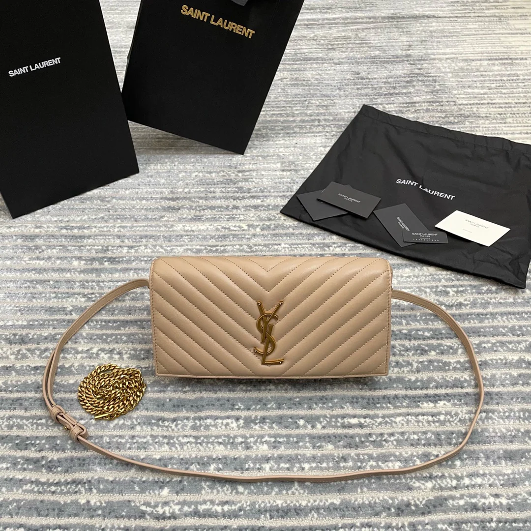 Стеганая сумка YSL Kate 99 из овечьей кожи, абрикосовый цвет.