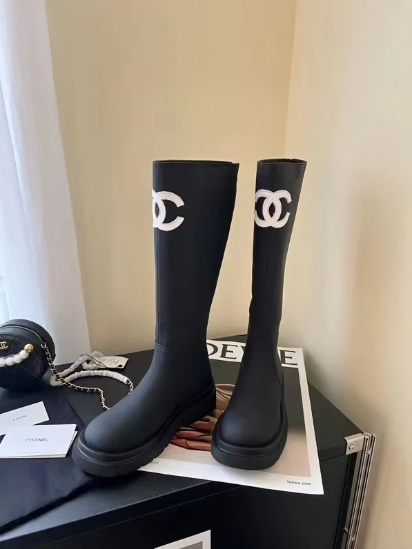 Chanel - Шерстяные сапоги для верховой езды - Черные