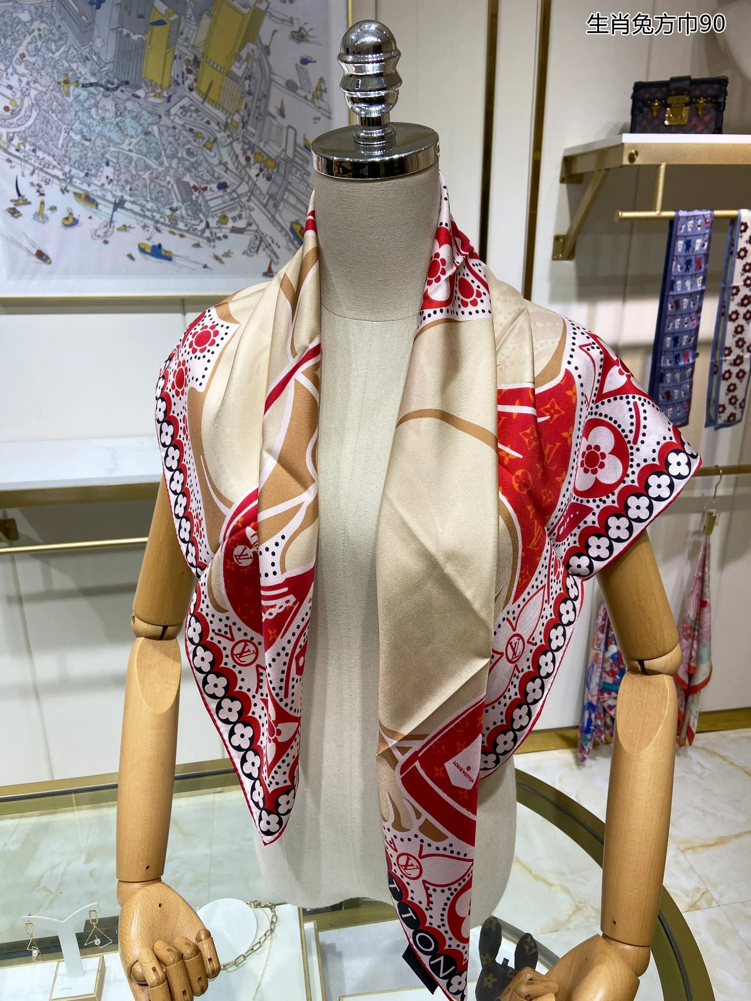 Hermes - Квадратный шарф с изображением кролика по знаку зодиака - 90-100 см - Высококачественный шелк саржевого переплетения