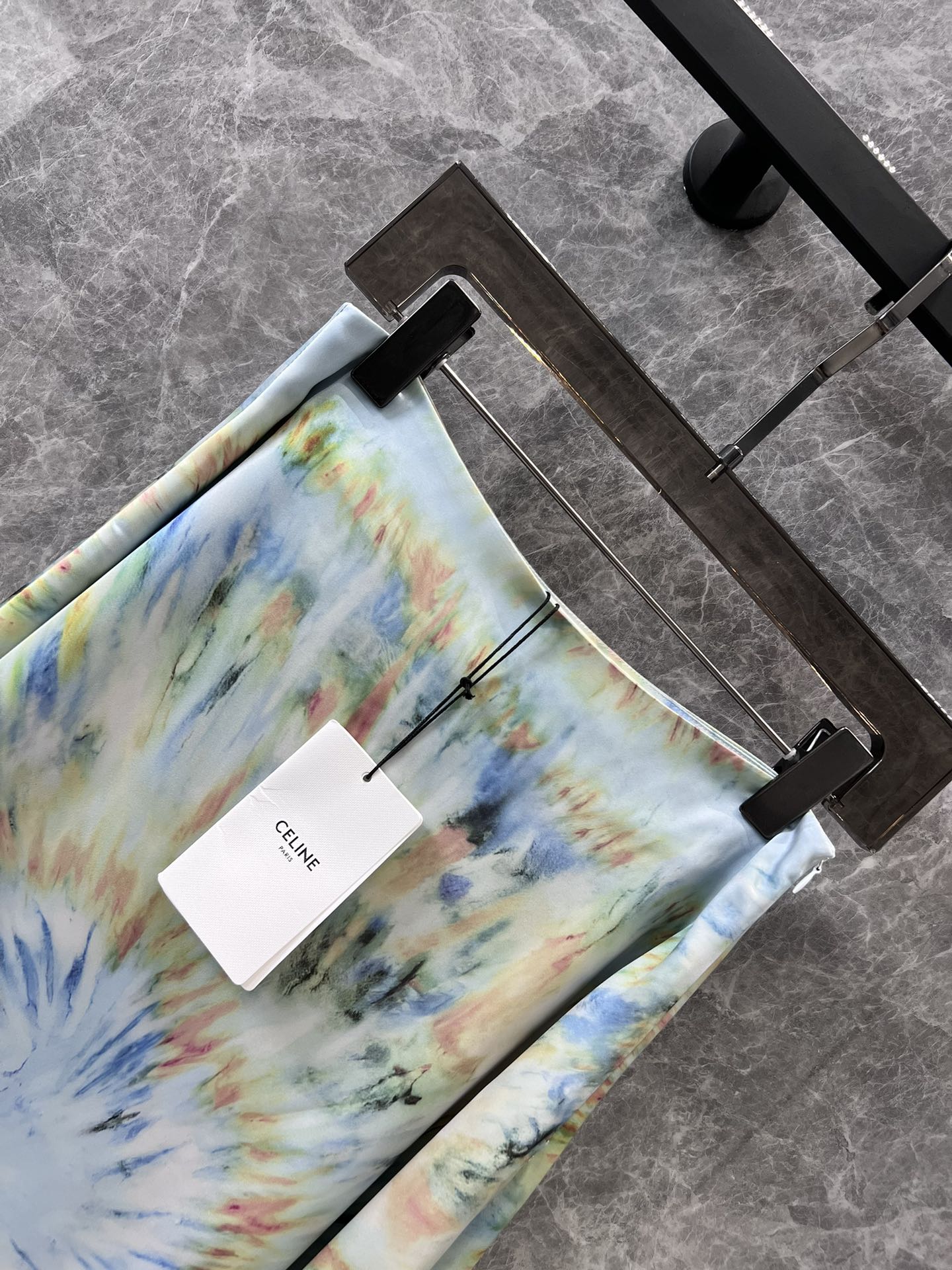 Celine - 2404 - 24ss Весна/Лето Новинка - Юбка А-силуэта с абстрактным принтом, облегающего кроя, двухслойная