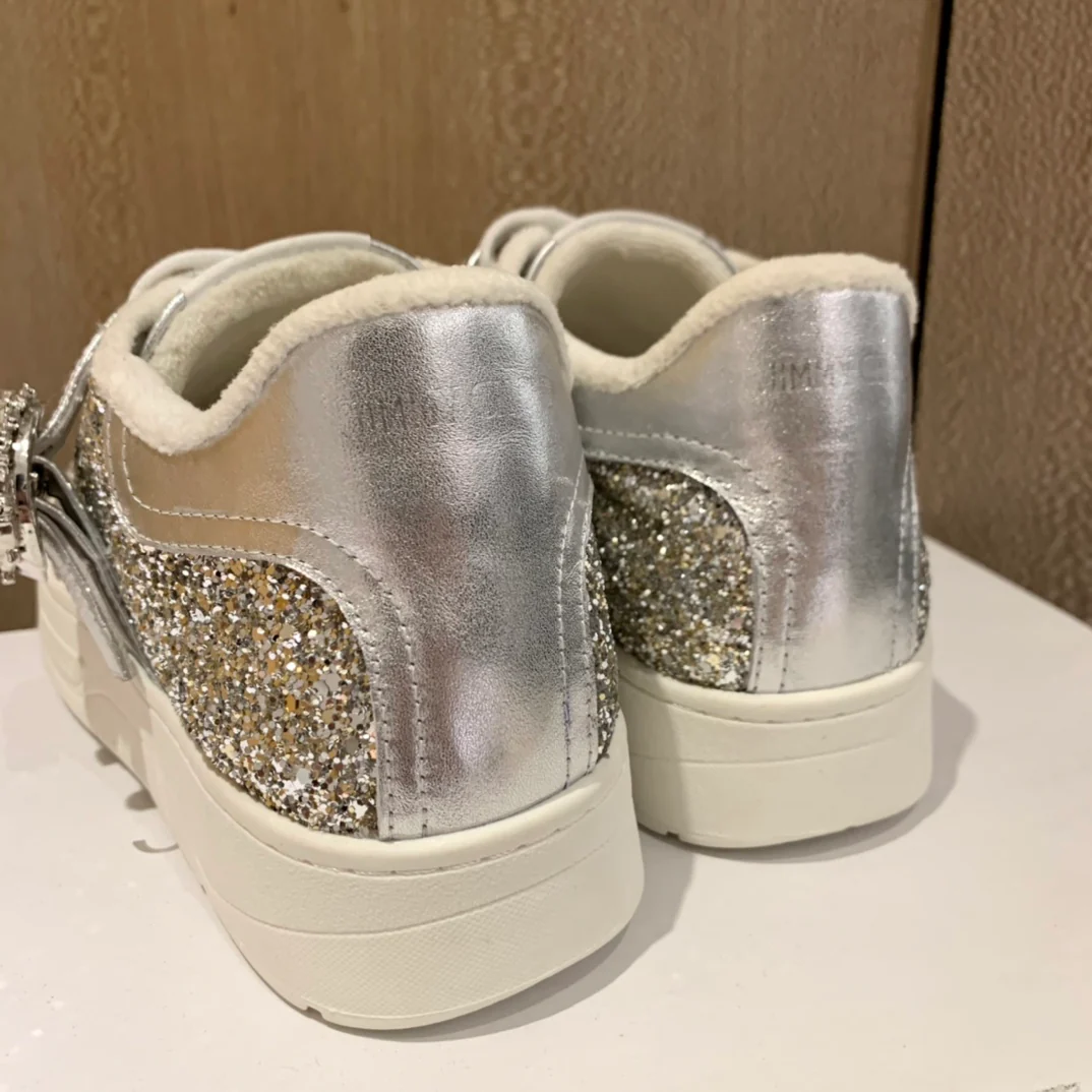 Кроссовки Jimmy Rhinestone Buckle White Sneakers Series - Облегающая обувь - 2