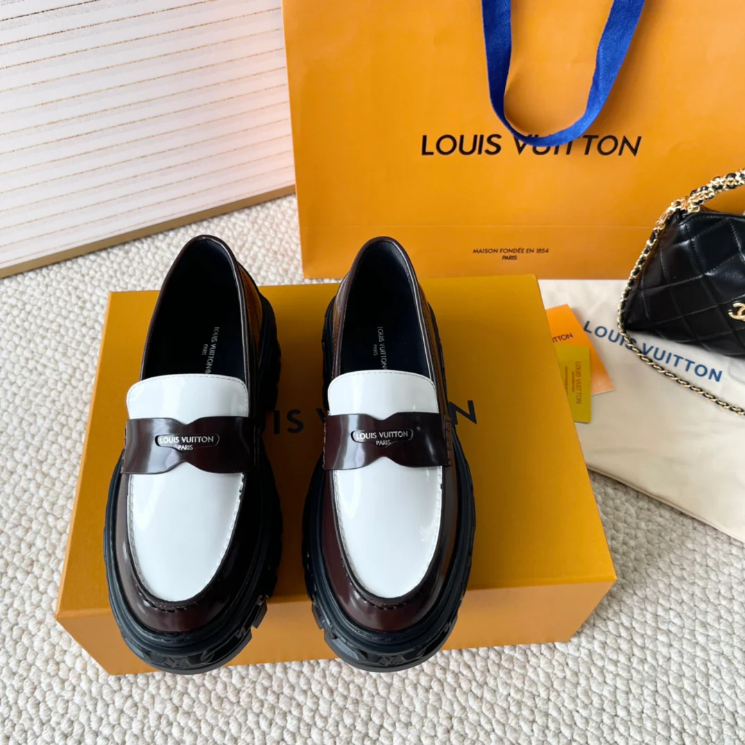 Лоферы на платформе LV-2024 - Кофейный цвет - 1