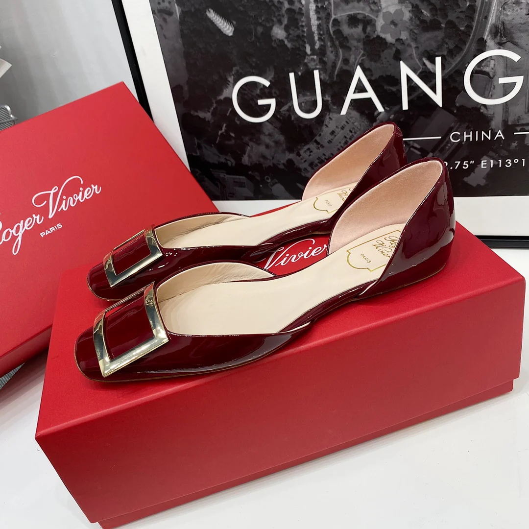 RV-Flat Bottom Hollow Square Toe-Wine Red