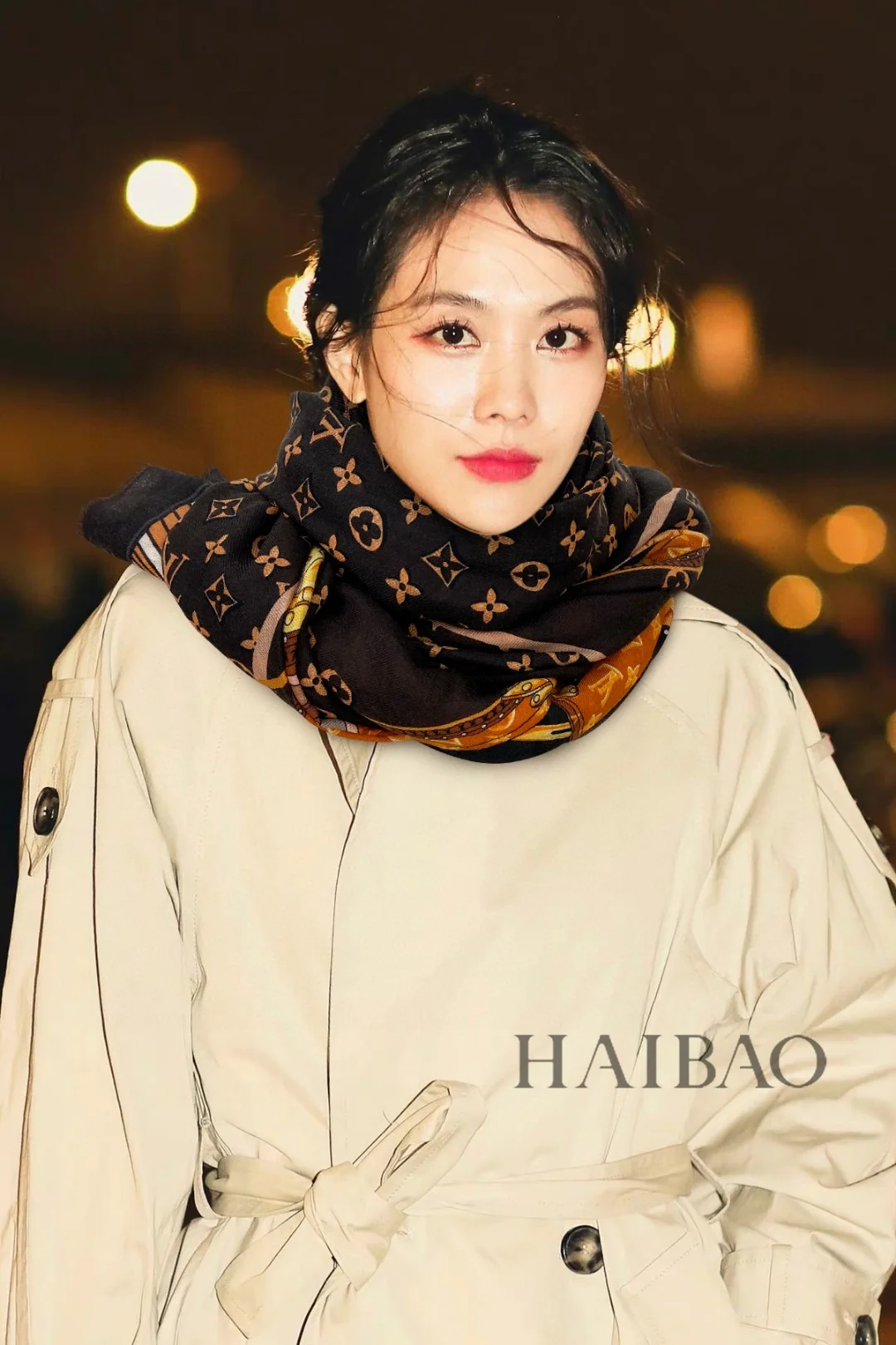 Длинный шарф с логотипом LV V - 110-200 см - кашемир 100% качества - 1 шт.