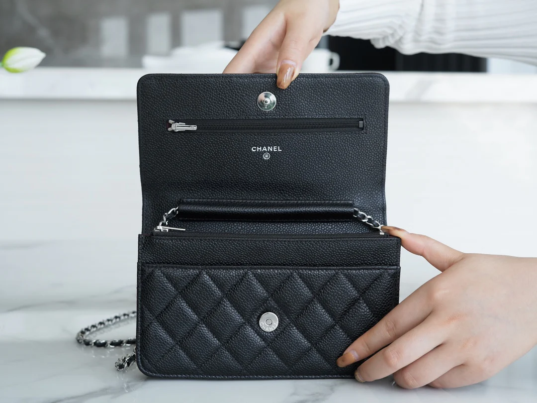 Chanel Classic WOC - Текстура ?кожура личи? - Золотая пряжка - Серебряная пряжка - Сумка на цепочке