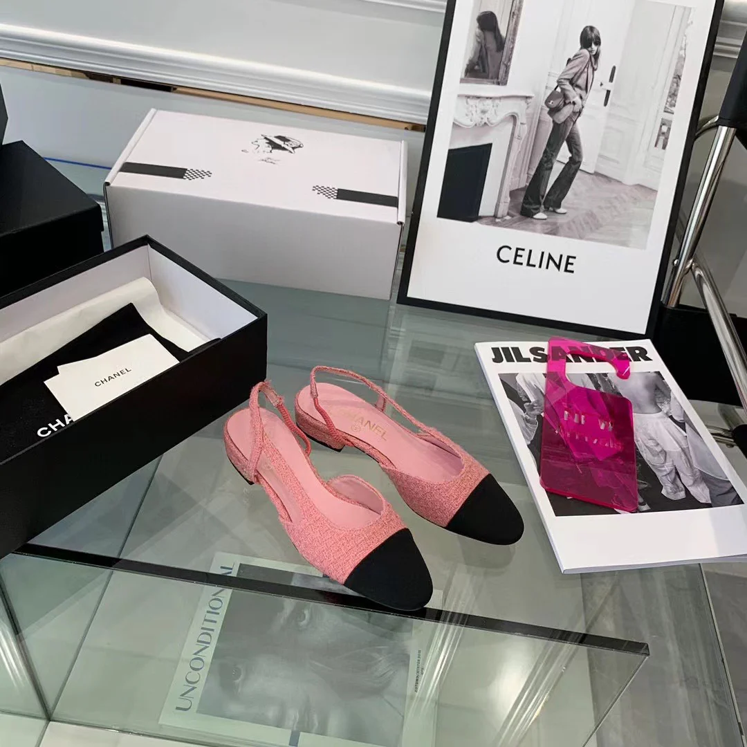 Классические сандалии Chanel - балетки - розовые