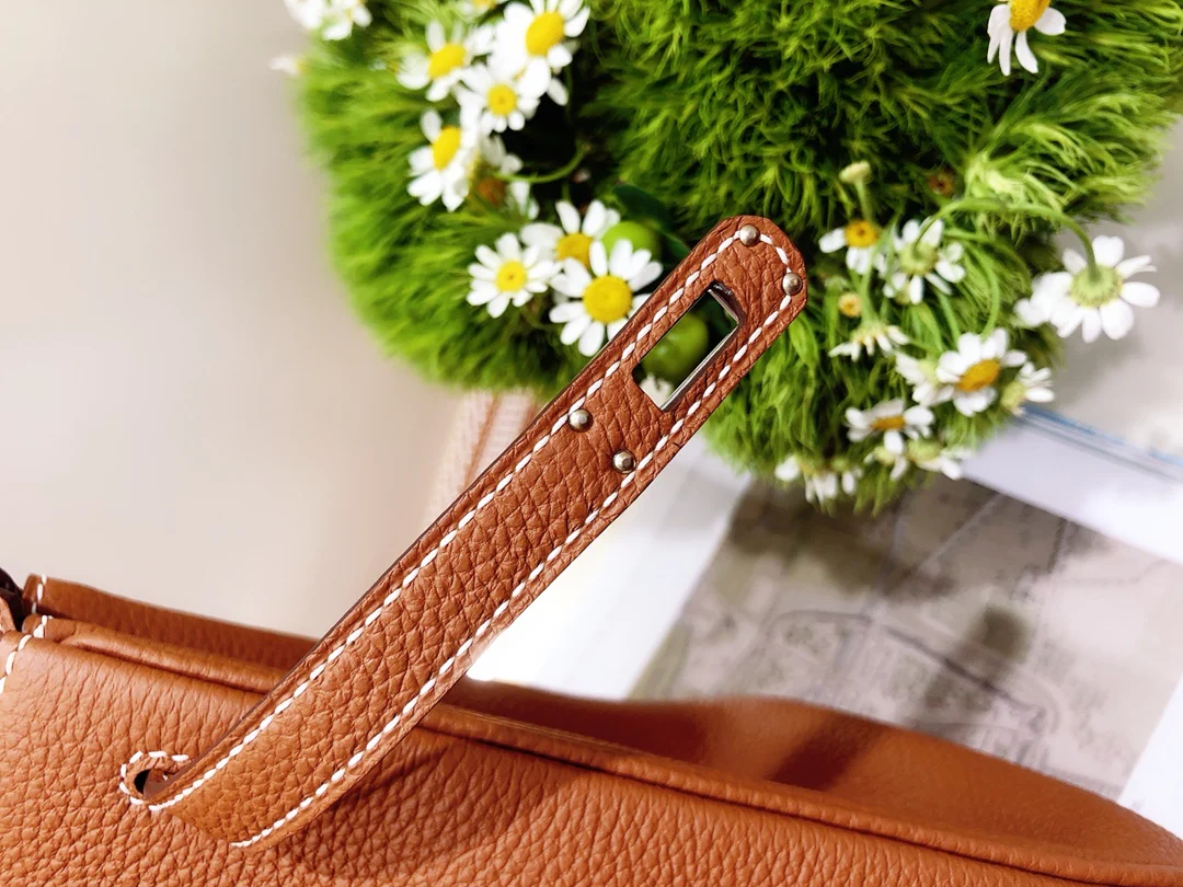 Hermes Birkin 25 Togo Gold Brown Silver Buckle