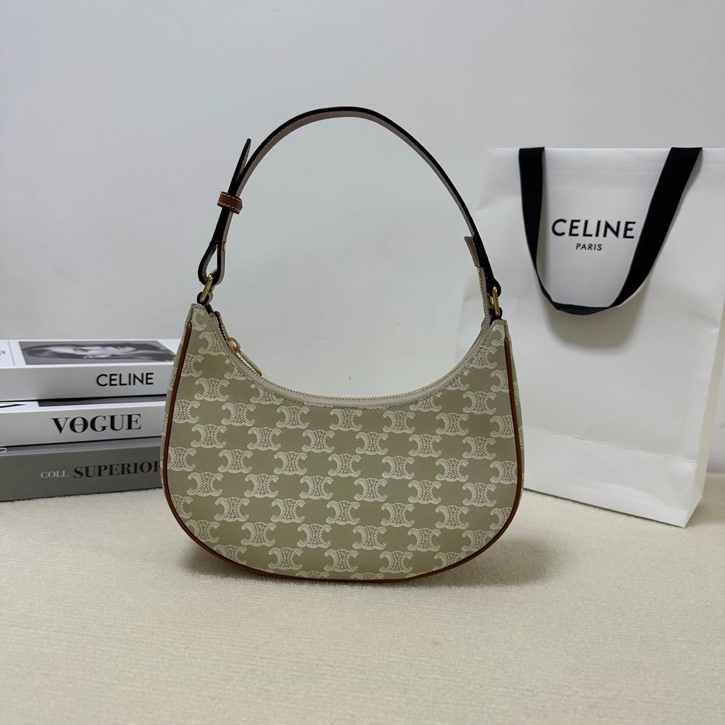 Celine - Сумка под мышкой - Монограмма Триумфальной арки - Серый