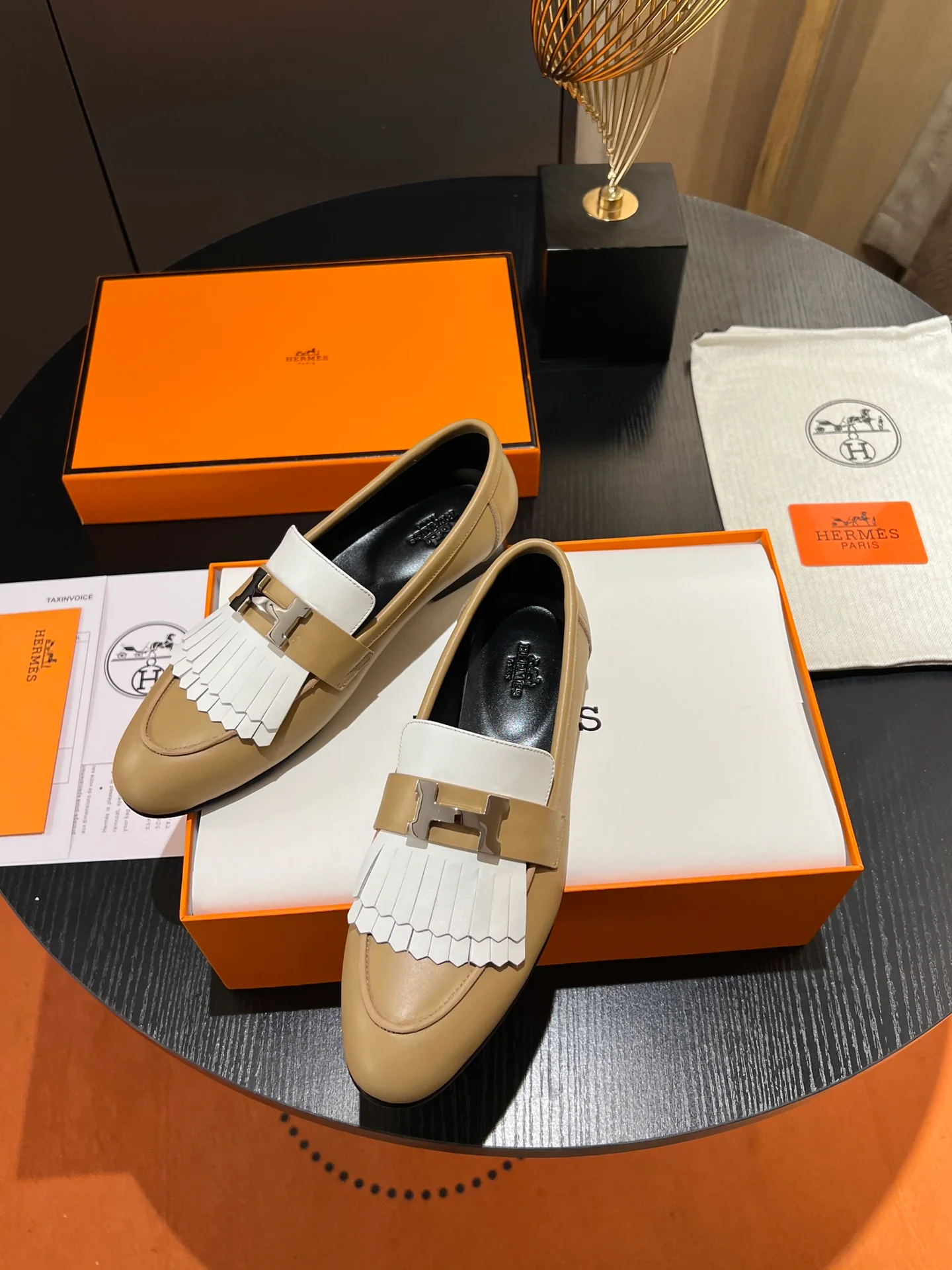 Лоферы Hermes 2024h с пряжкой - коричневые - 1