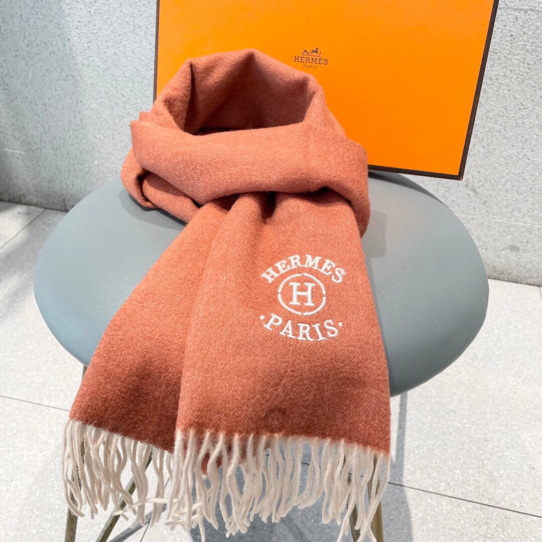 Кашемировый шарф Hermes Premium из шелкового полотна - 32 см - 180 см