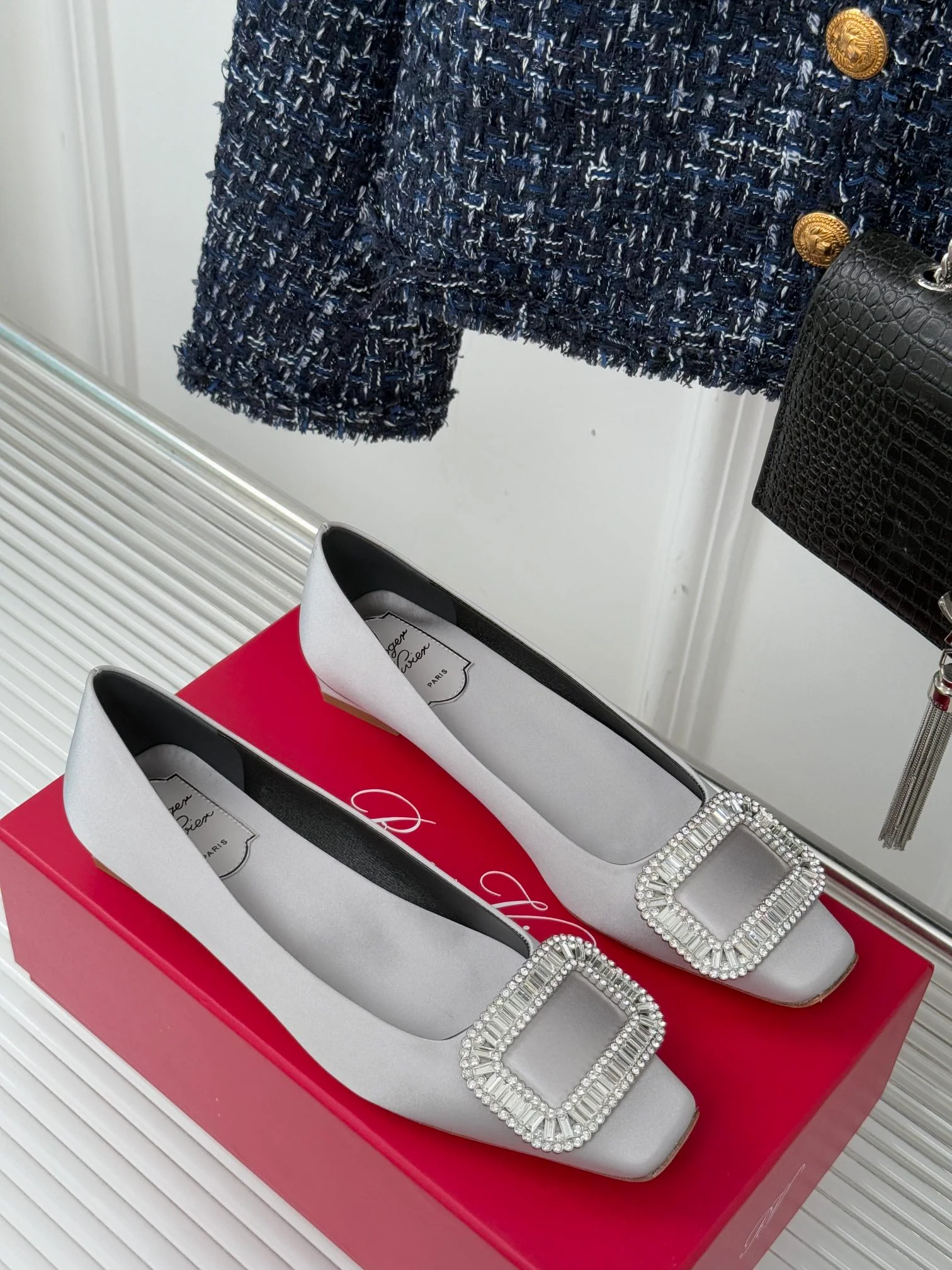 Обувь RV - Лоферы с двойной С-образной цепочкой - Серые