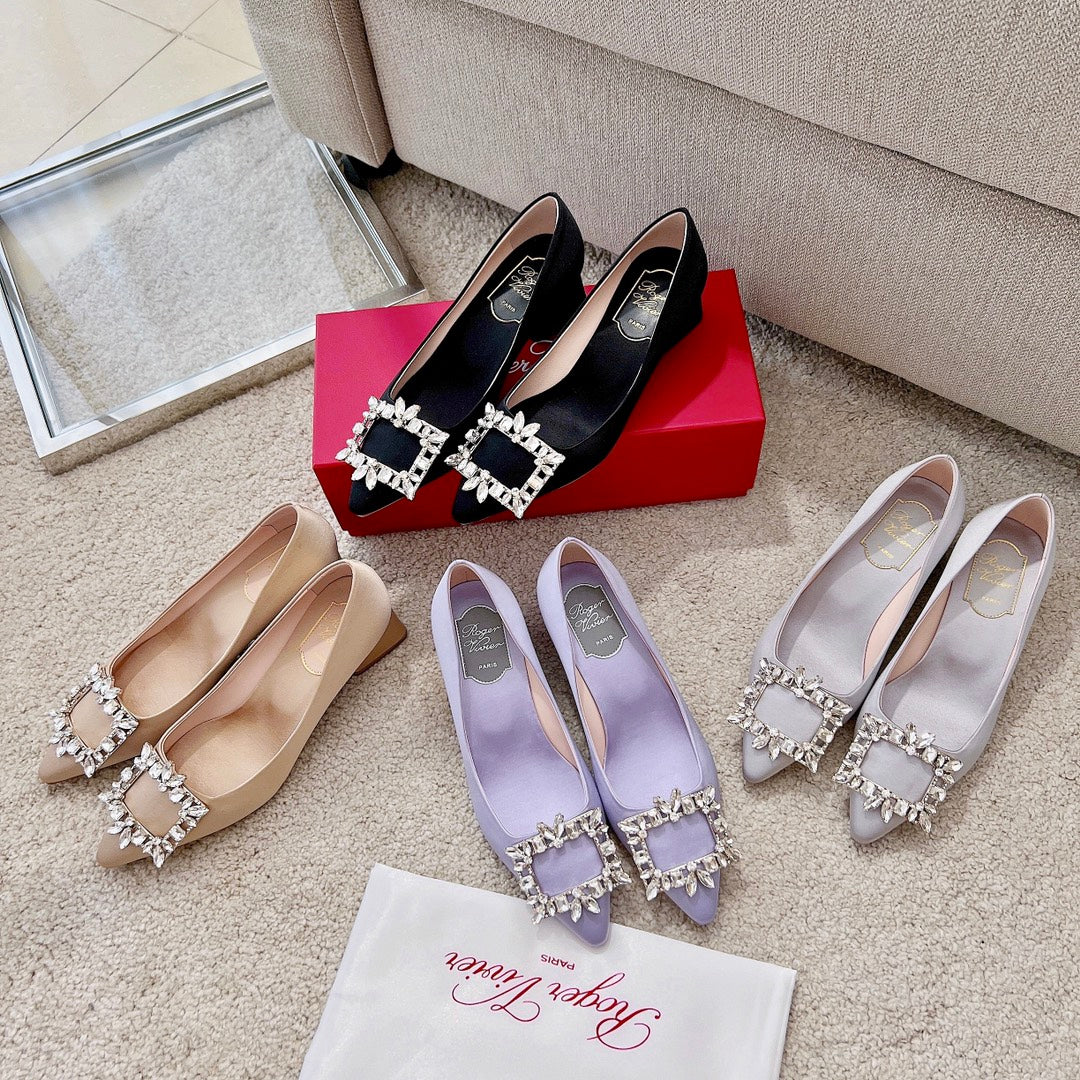 Обувь RV Shoes - Серия Versailles Garden - Балетки на квадратном каблуке - Фиолетовые