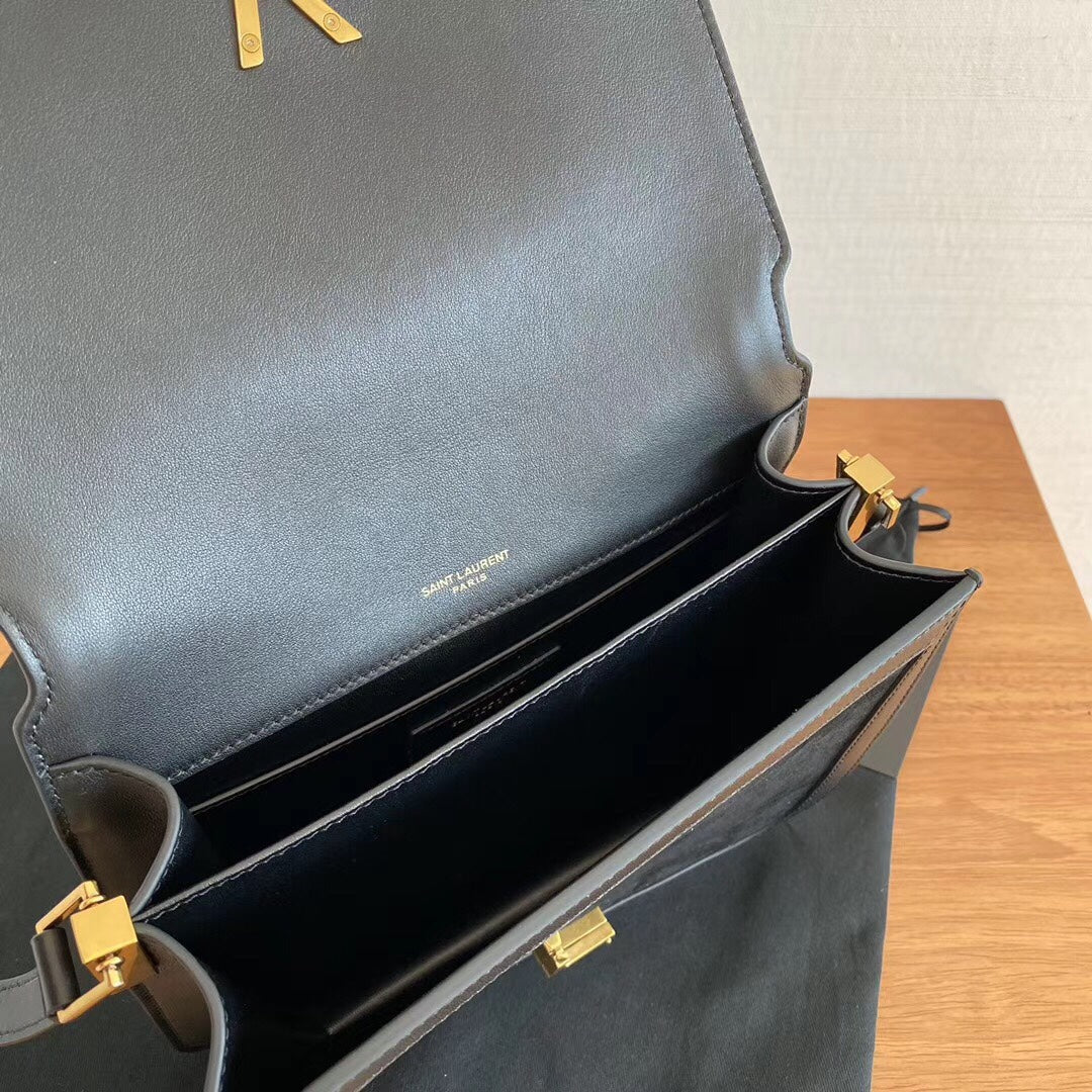 Булочка YSL Solferino Tofu — замша — черная