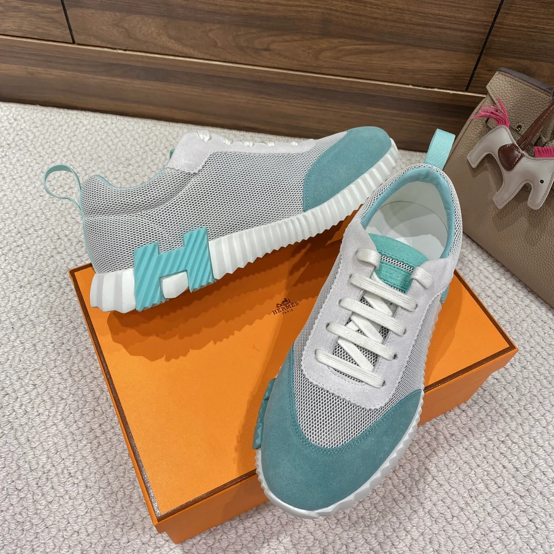 Весенняя коллекция Hermes 2022 — Спортивная повседневная обувь — Унисекс — Серо-зеленый