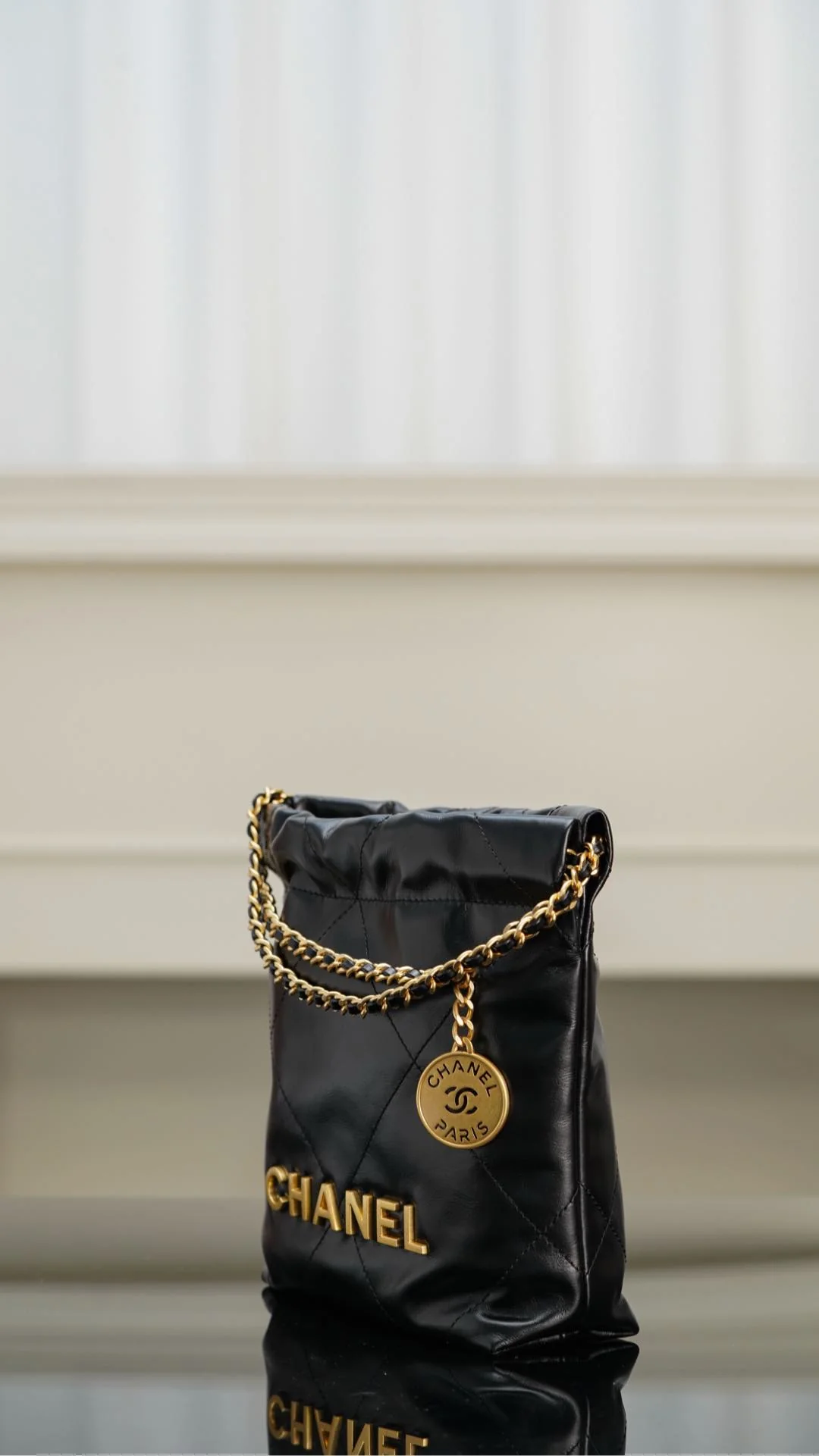 Мини-сумочка 23s-22 - Натуральная кожа - Черно-золотая