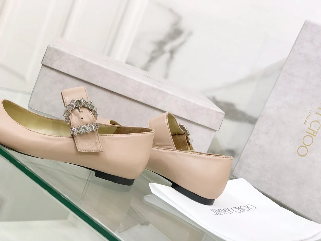 Балетки Jimmy с пряжкой и стразами, с острым носком