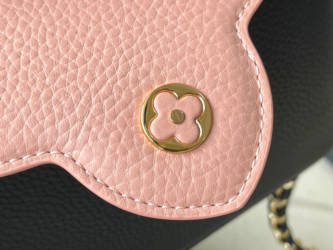 m21887-LV-Taurilon Leather-Capucines Сумка-Черный/Розовый-Мини