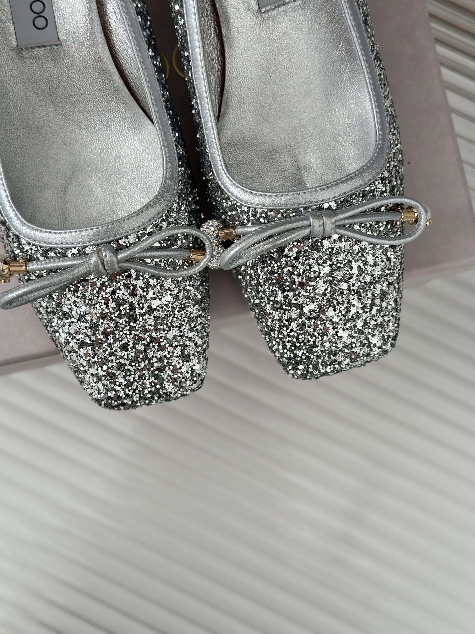 JC - Балетки с квадратным носком, модель 2024 - серебристые