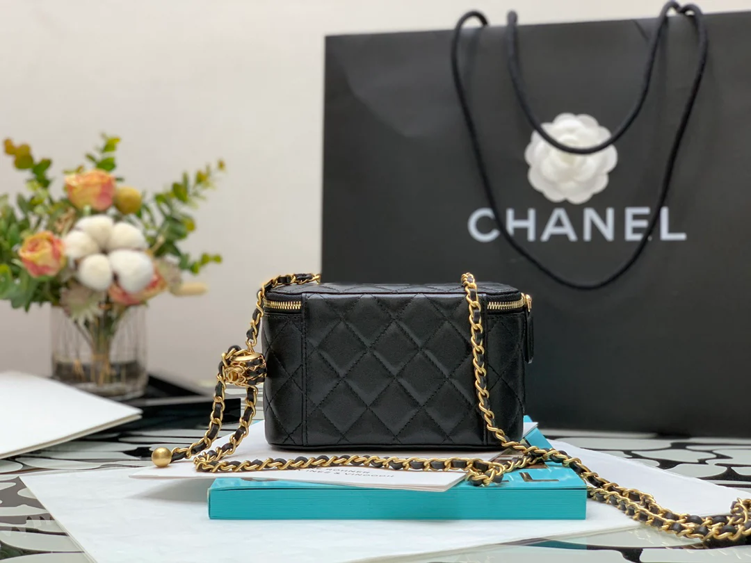 Chanel - Орехово-золотой шар - Квадратная коробка - Черный